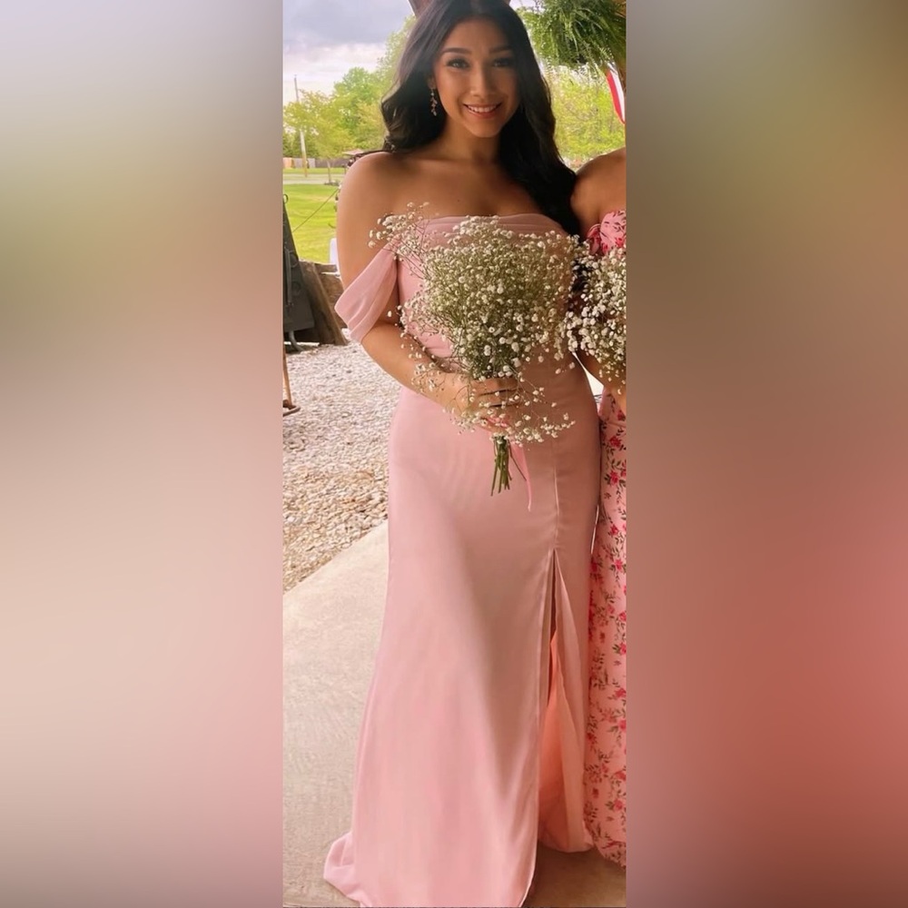 Elegant Pink Off-Shoulder Bridesmaid Dress